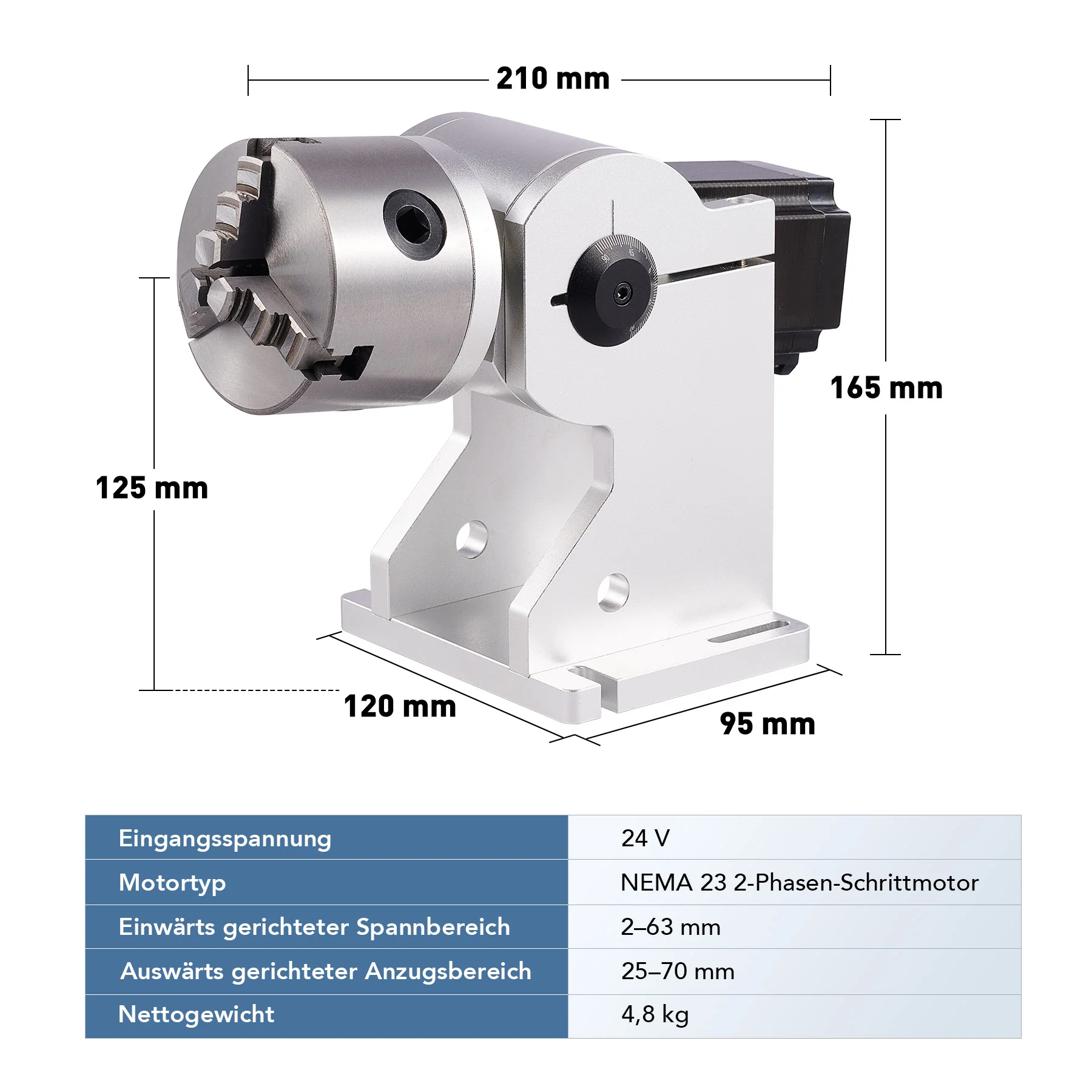 80mm Drehachse & Rotary Axis für Laser Cutter & Graviermaschinen | LRA-602D - Image 12